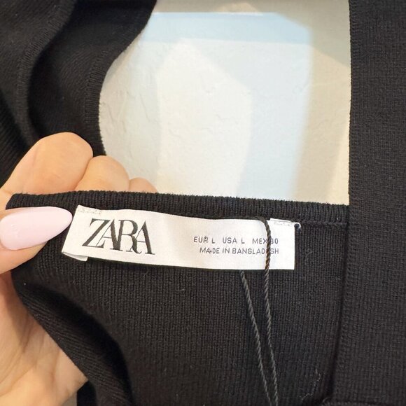 Zara Cutout‎ Knit Mock Neck Long Sleeve Cropped Top in Black Casual Size Large - Picture 5 of 7